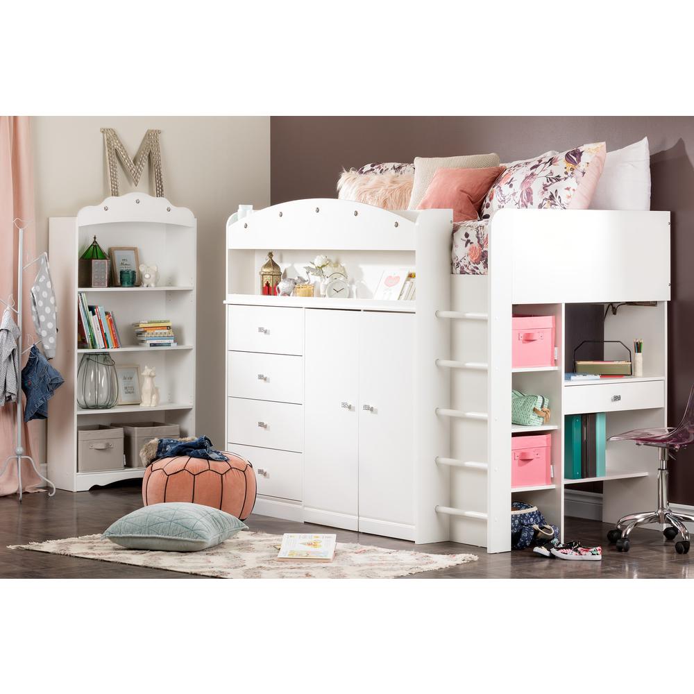South Shore  Tiara Pure White Twin Loft Bed with Desk (39''). Picture 2