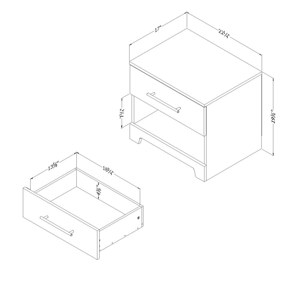 Primo 1-Drawer Nightstand, Rustic Oak. Picture 4
