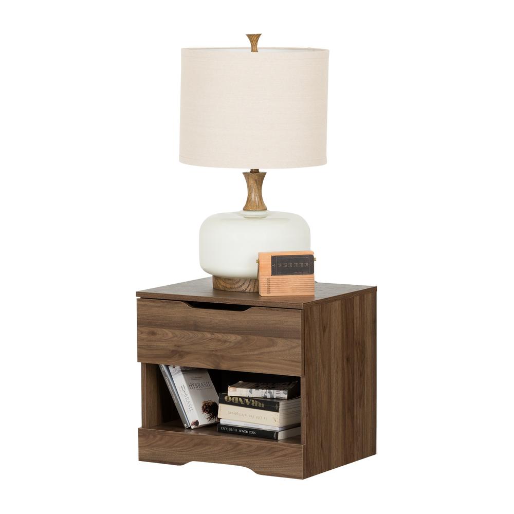 Holland 1-Drawer Nightstand, Natural Walnut. Picture 1