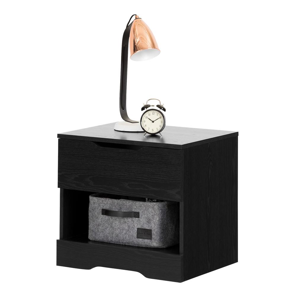 Holland 1-Drawer Nightstand, Black Oak. Picture 1