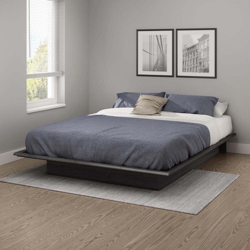 South Shore Step One Queen Platform Bed (60''), Gray Oak. Picture 1