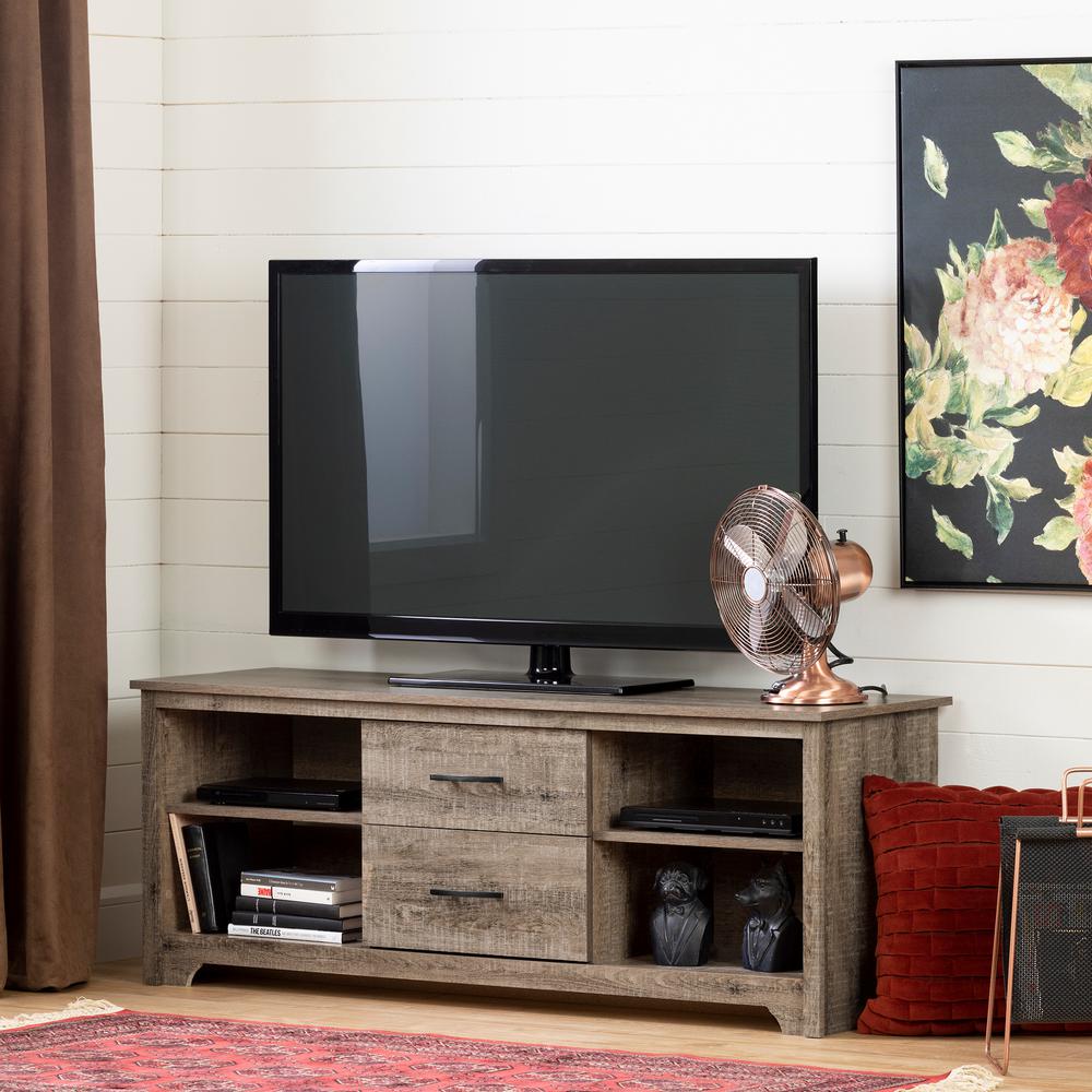 Fusion TV Stand with Drawers , Weathered Oak. Picture 1