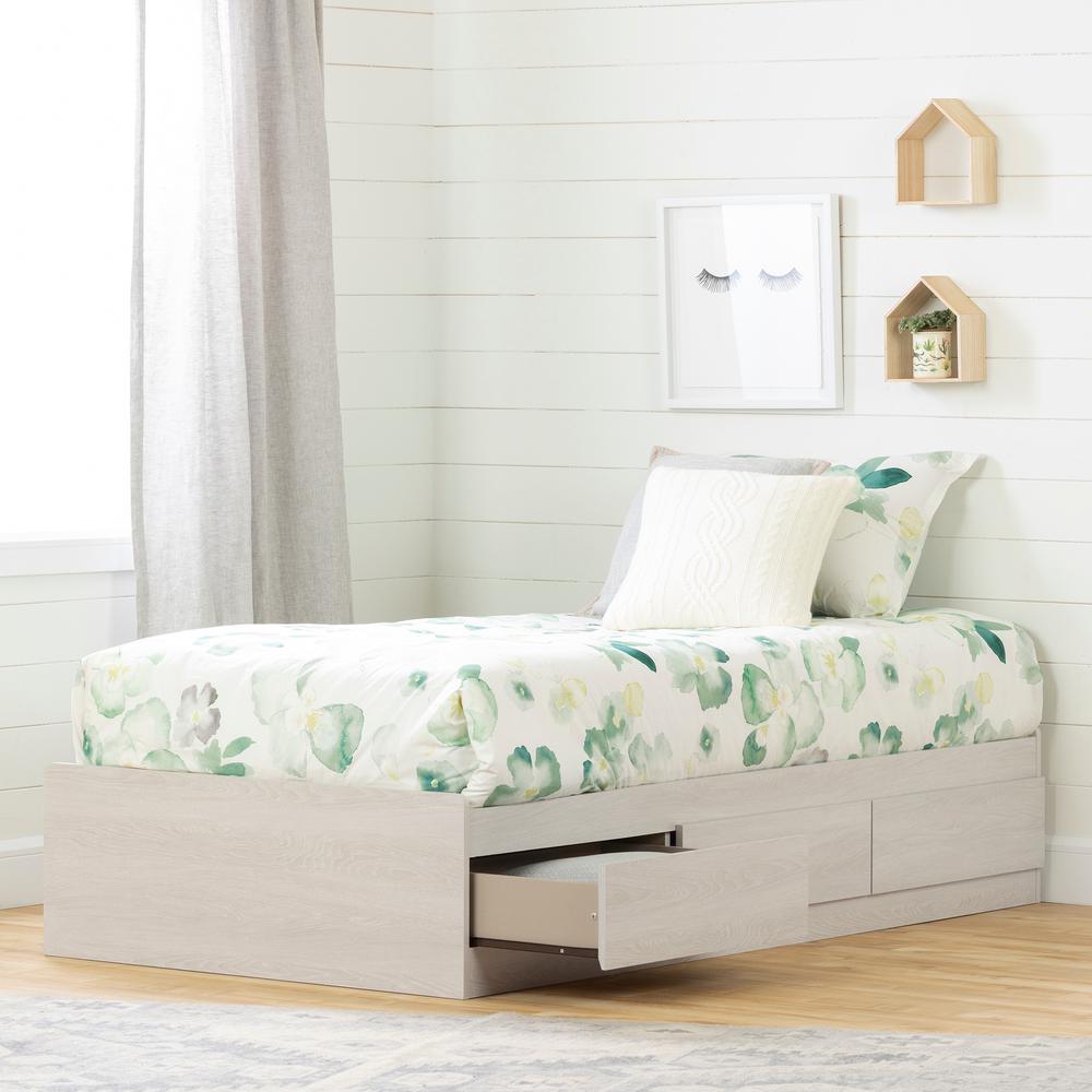 Fynn Mates Bed with 3 Drawers, Winter Oak. Picture 1