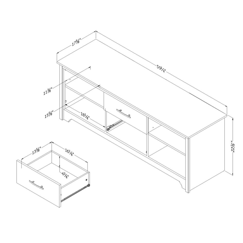 Fusion TV Stand with Drawers , Weathered Oak. Picture 4