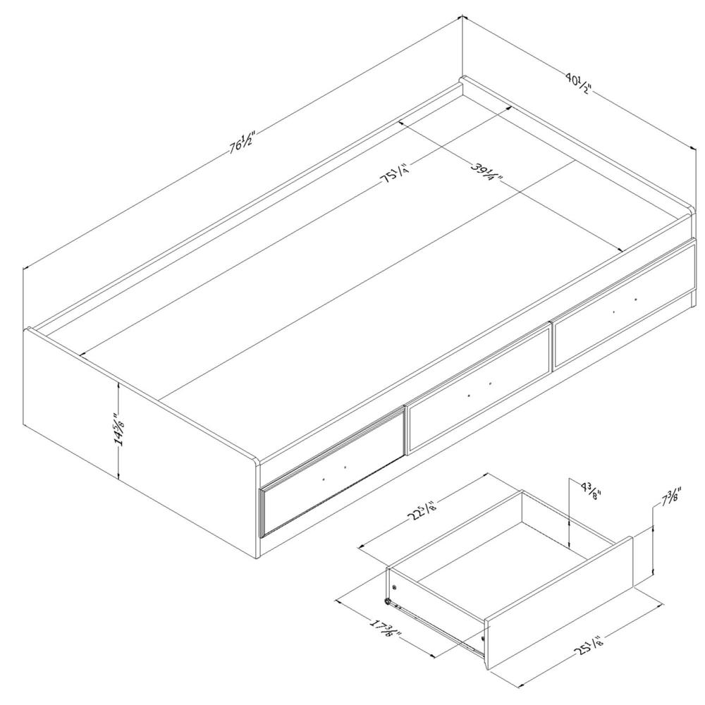 Fynn Mates Bed with 3 Drawers, Winter Oak. Picture 4