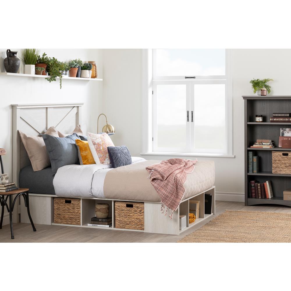 Avilla Storage Bed with Baskets, Winter Oak and Rattan, W56 x D76.75 x H13.75. Picture 3