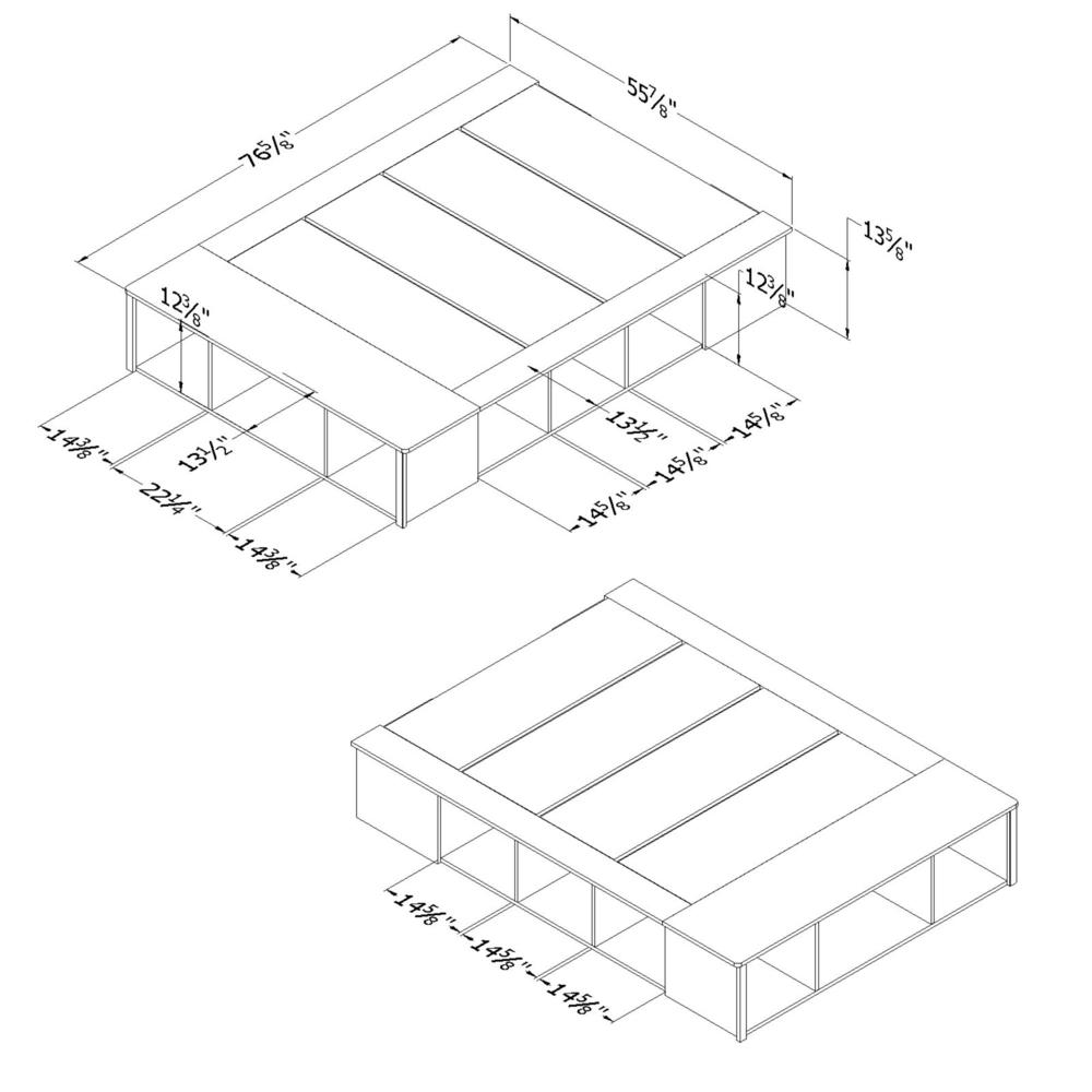 Avilla Storage Bed with Baskets, Winter Oak and Rattan, W56 x D76.75 x H13.75. Picture 4