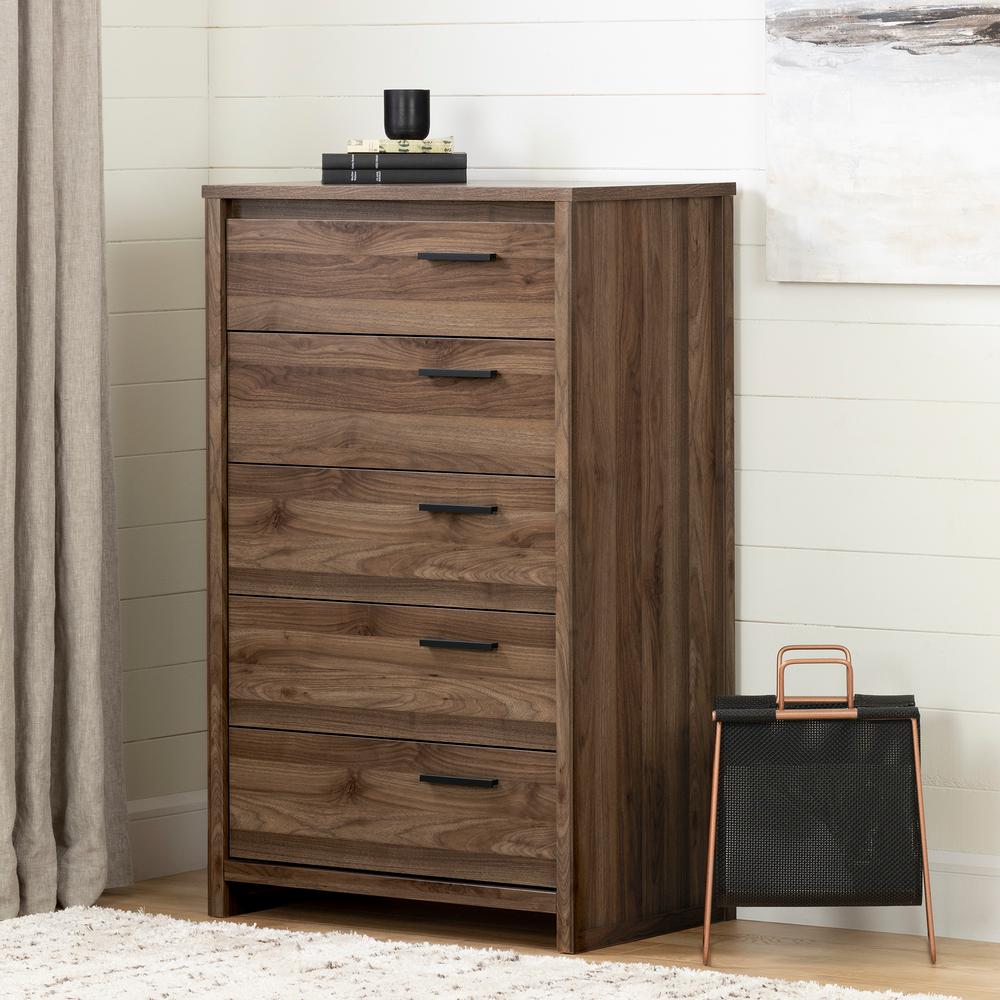 Tao 5-Drawer Chest, Natural Walnut. Picture 1