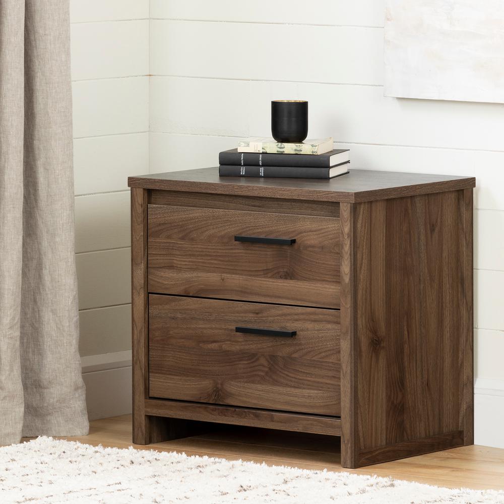 Tao 2-Drawer Nightstand, Natural Walnut. Picture 1