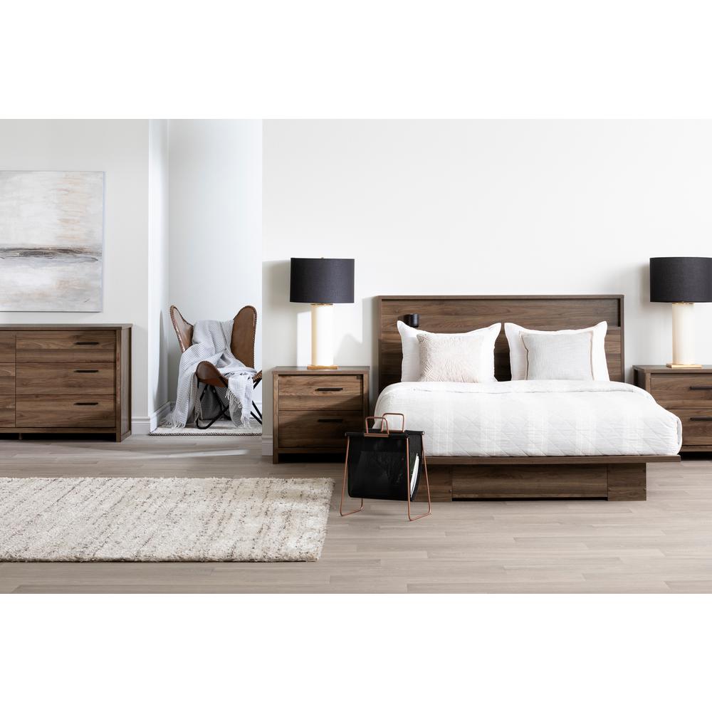 Tao Platform Bed with Drawer, Natural Walnut. Picture 3