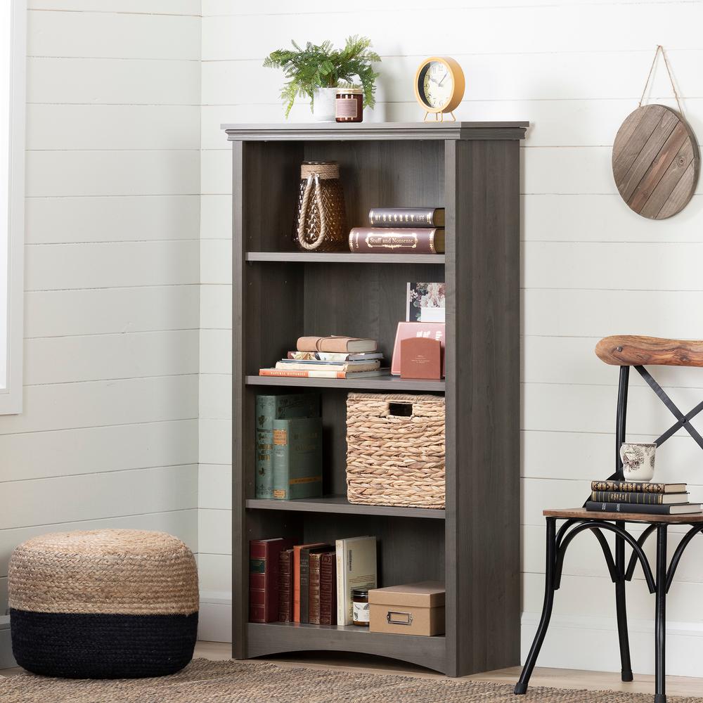 Artwork 4-Shelf Bookcase, Gray Maple. Picture 1