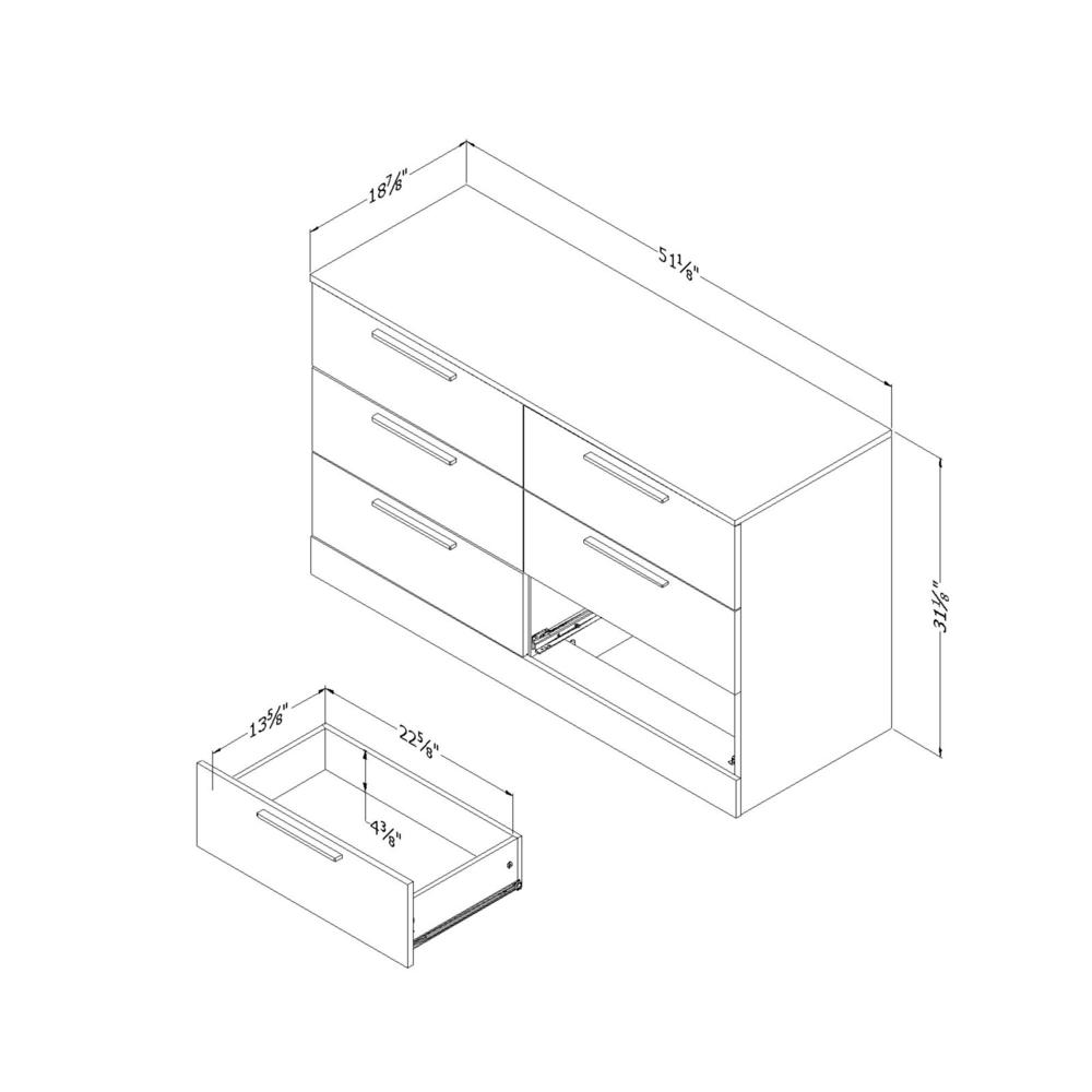 Step One Essential 6-Drawer Double Dresser, Gray Oak. Picture 3