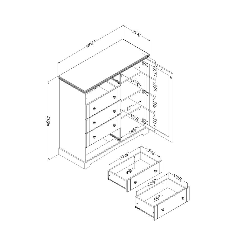 Avilla Door Chest with 5 Drawers, Fall Oak. Picture 3
