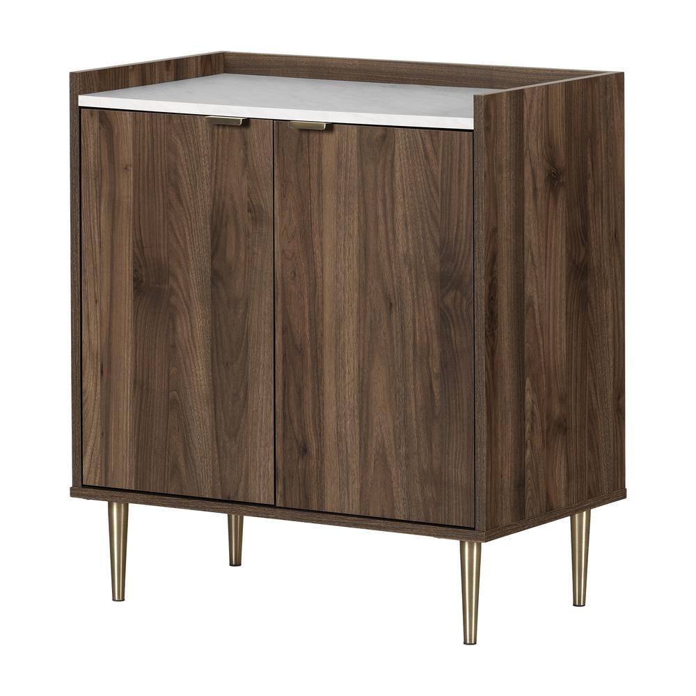 Hype Storage Cabinet, Natural Walnut and Faux Carrara Marble. Picture 1