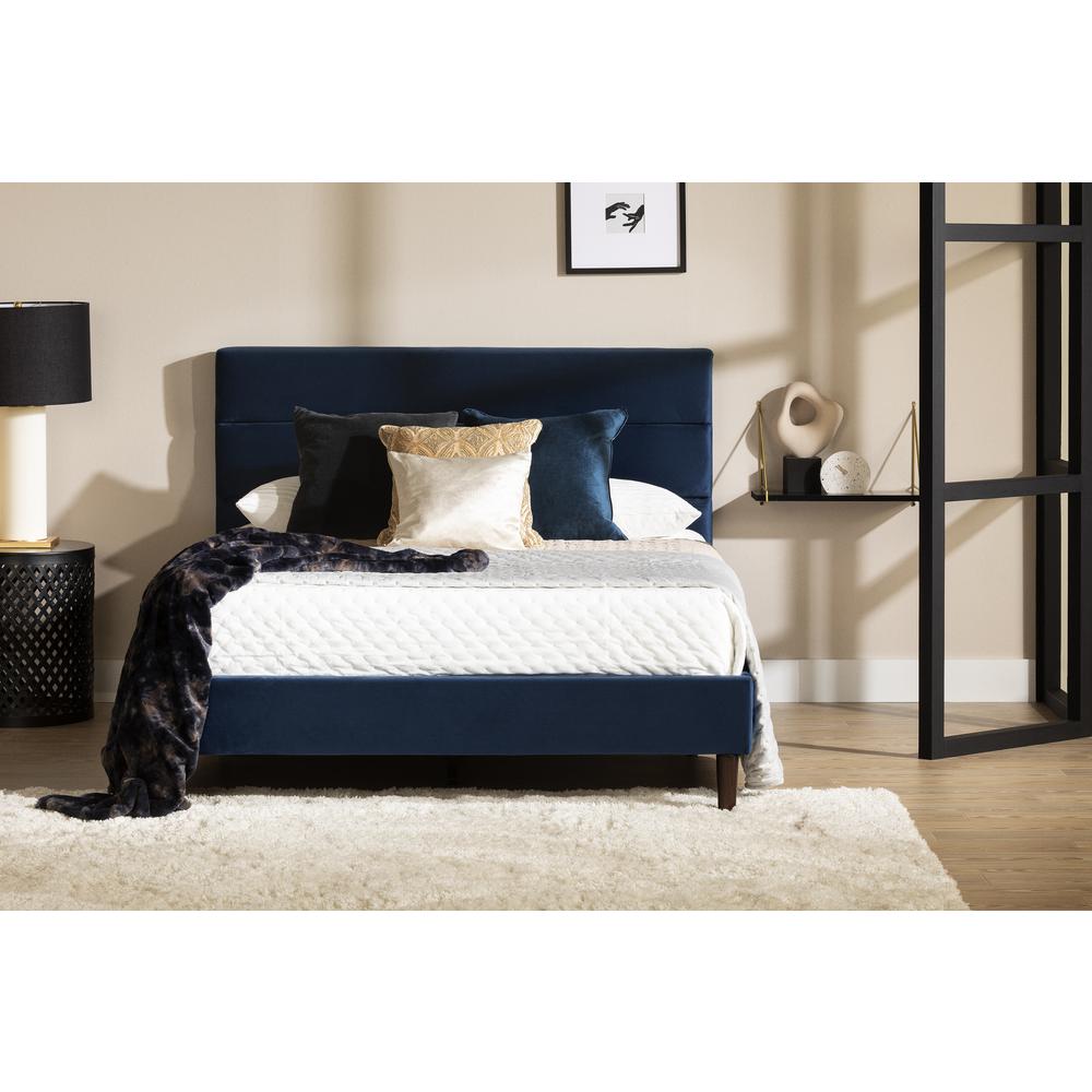 Maliza Upholstered Complete Platform Bed, Blue. Picture 2