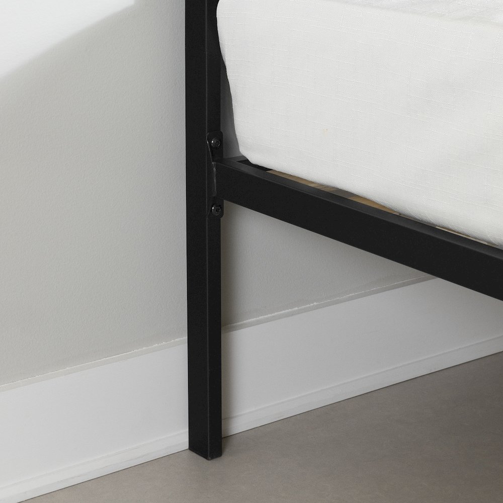 Hoya Metal Platform Bed with Natural Cane, Pure Black. Picture 5
