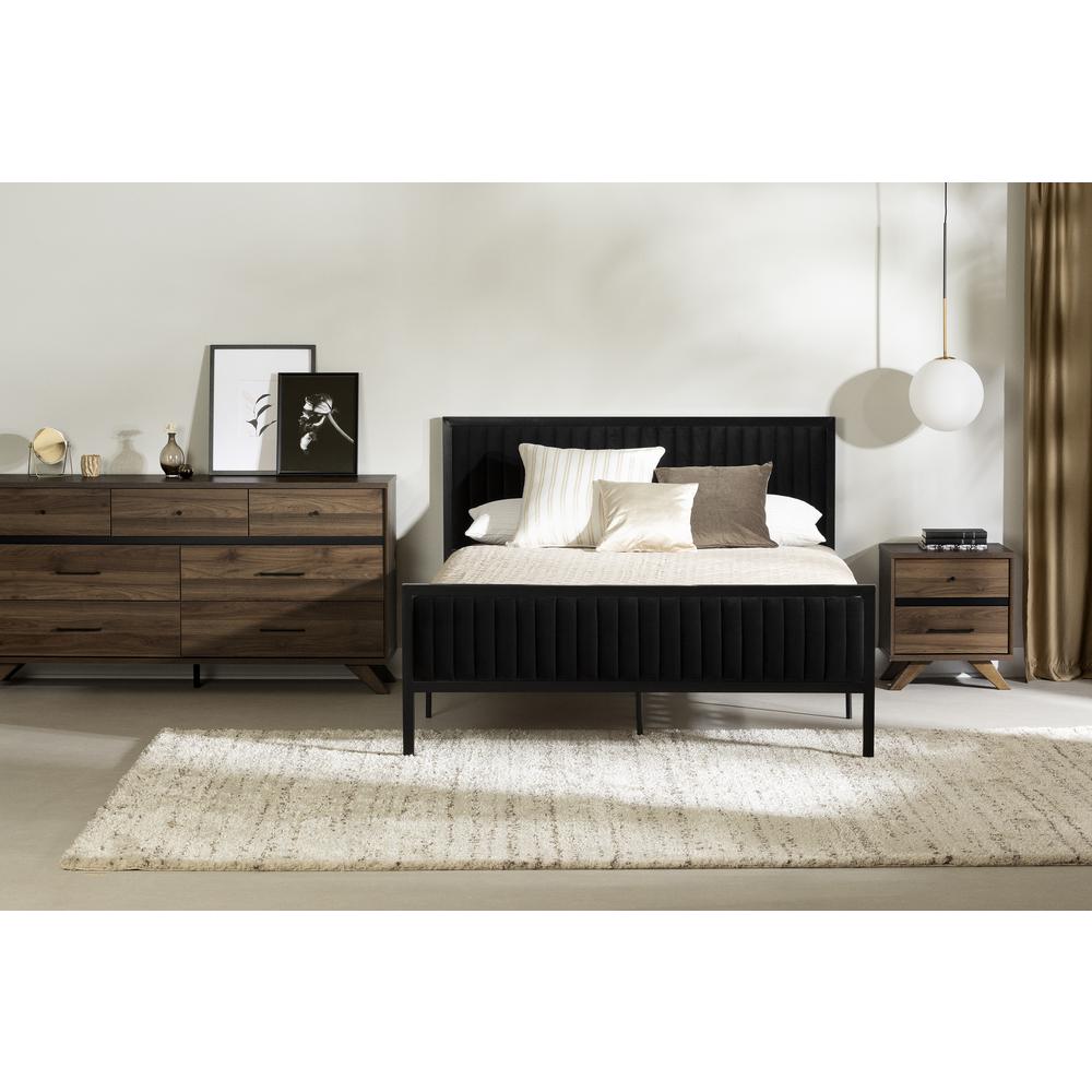 Flam 7-Drawer Double Dresser, Natural Walnut and Matte Black. Picture 5