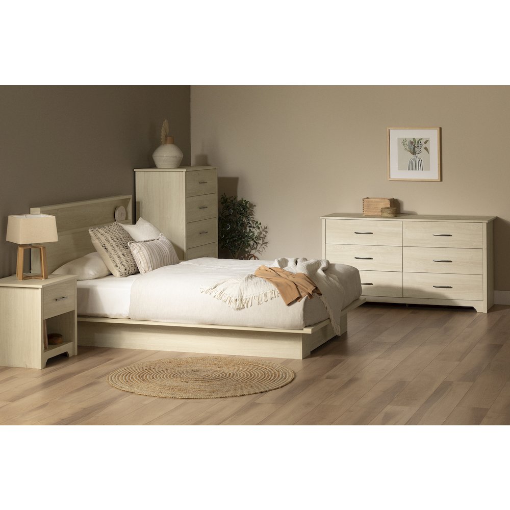 Fusion Platform Bed with Drawer, Bleached Oak. Picture 2