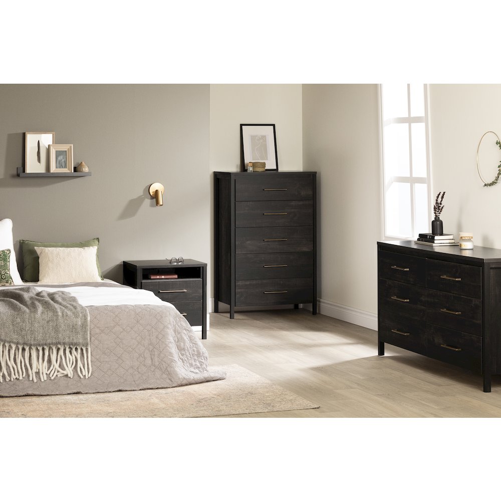 Gravity 2-Drawer Nightstand, Rubbed Black. Picture 2