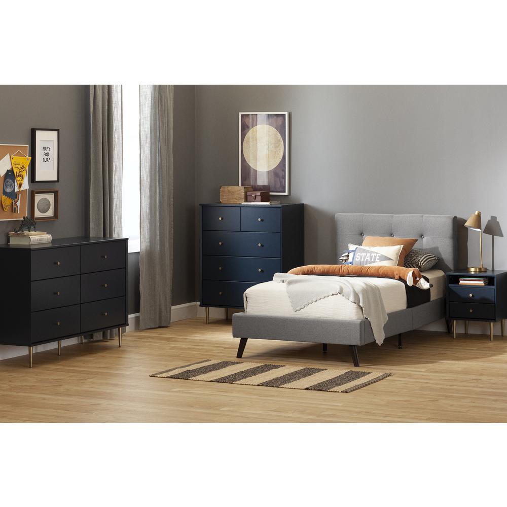 Dylane 2-Drawer Nightstand, Navy Blue. Picture 2