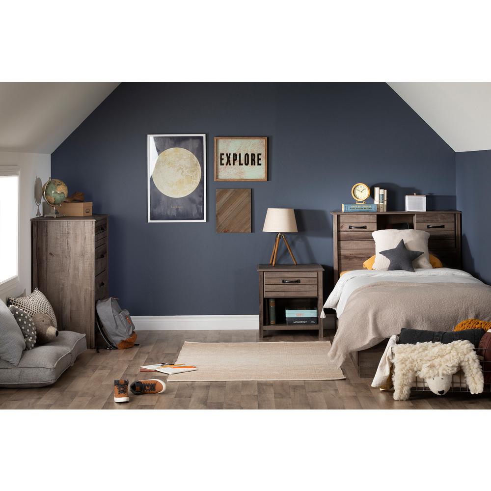 Ulysses Bookcase Headboard with Doors, Fall Oak, W43.25 x D9.5 x H40.25. Picture 3