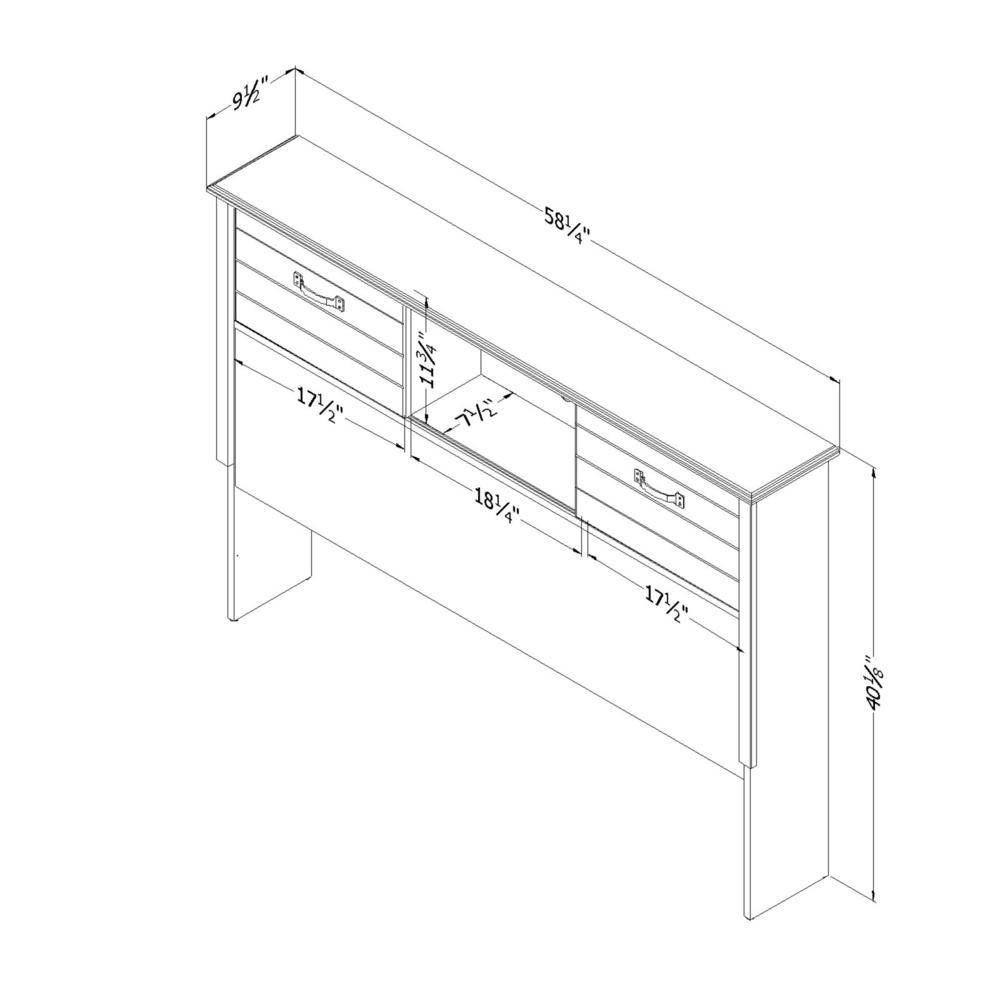 Ulysses Bookcase Headboard with Doors, Fall Oak, W58.25 x D9.5 x H40.25. Picture 4