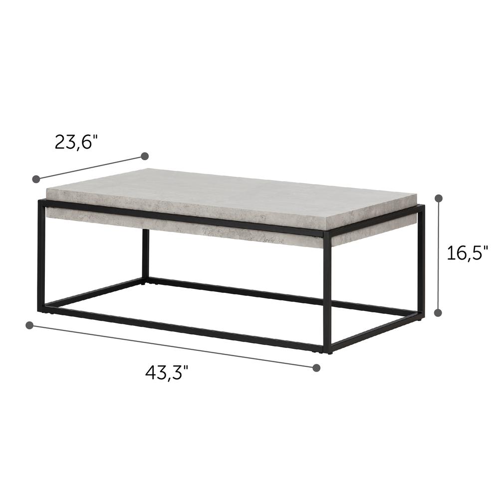 Mezzy Modern Industrial Coffee Table, Concrete Gray and Black. Picture 3