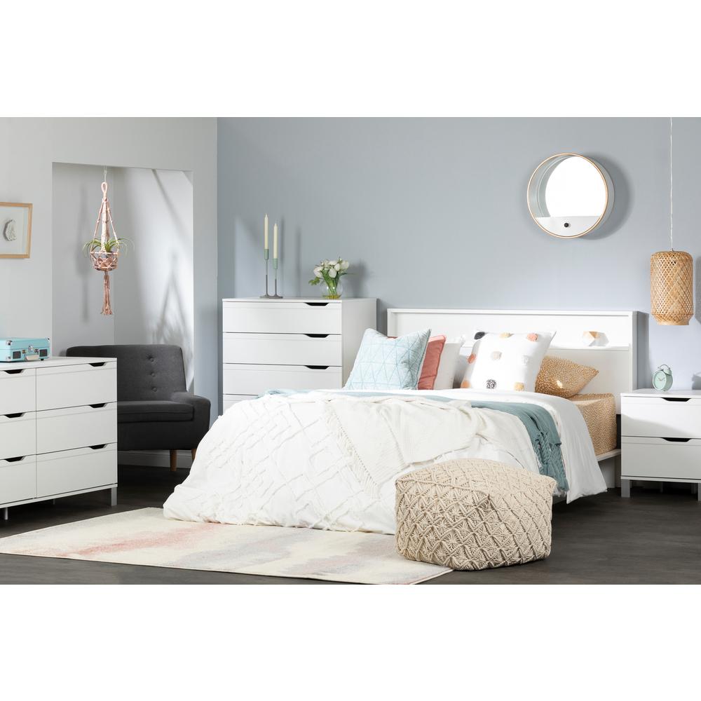 Kanagane Headboard with Shelf, Pure White. Picture 3