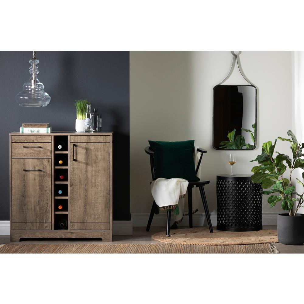Vietti Bar Cabinet and Bottle Storage, Weathered Oak. Picture 3