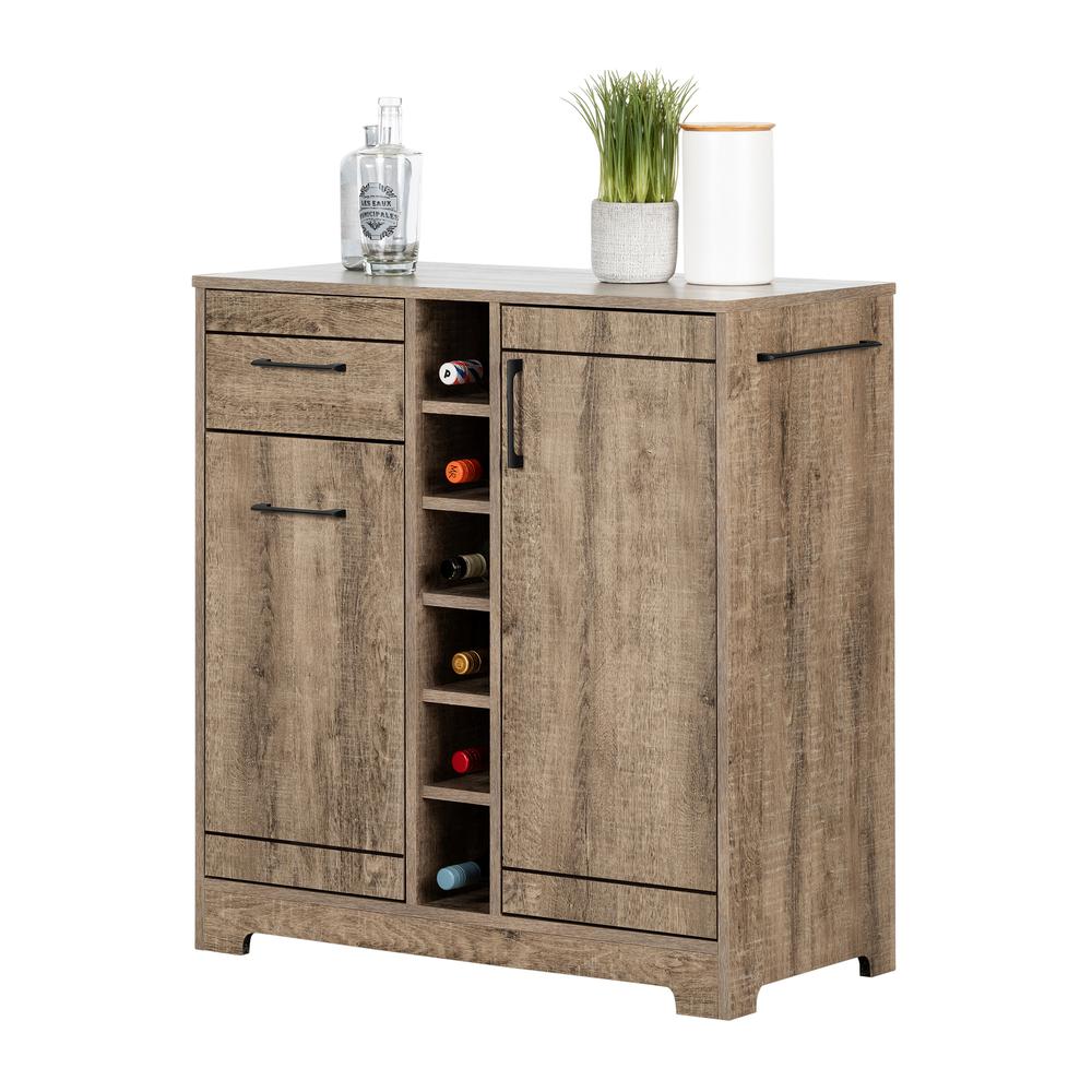 Vietti Bar Cabinet and Bottle Storage, Weathered Oak. Picture 2