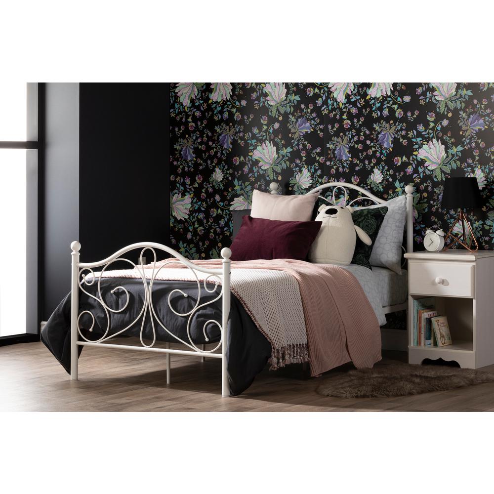Summer Breeze Complete Metal Platform Bed , White, W55.86 x D78 x H41.75. Picture 3