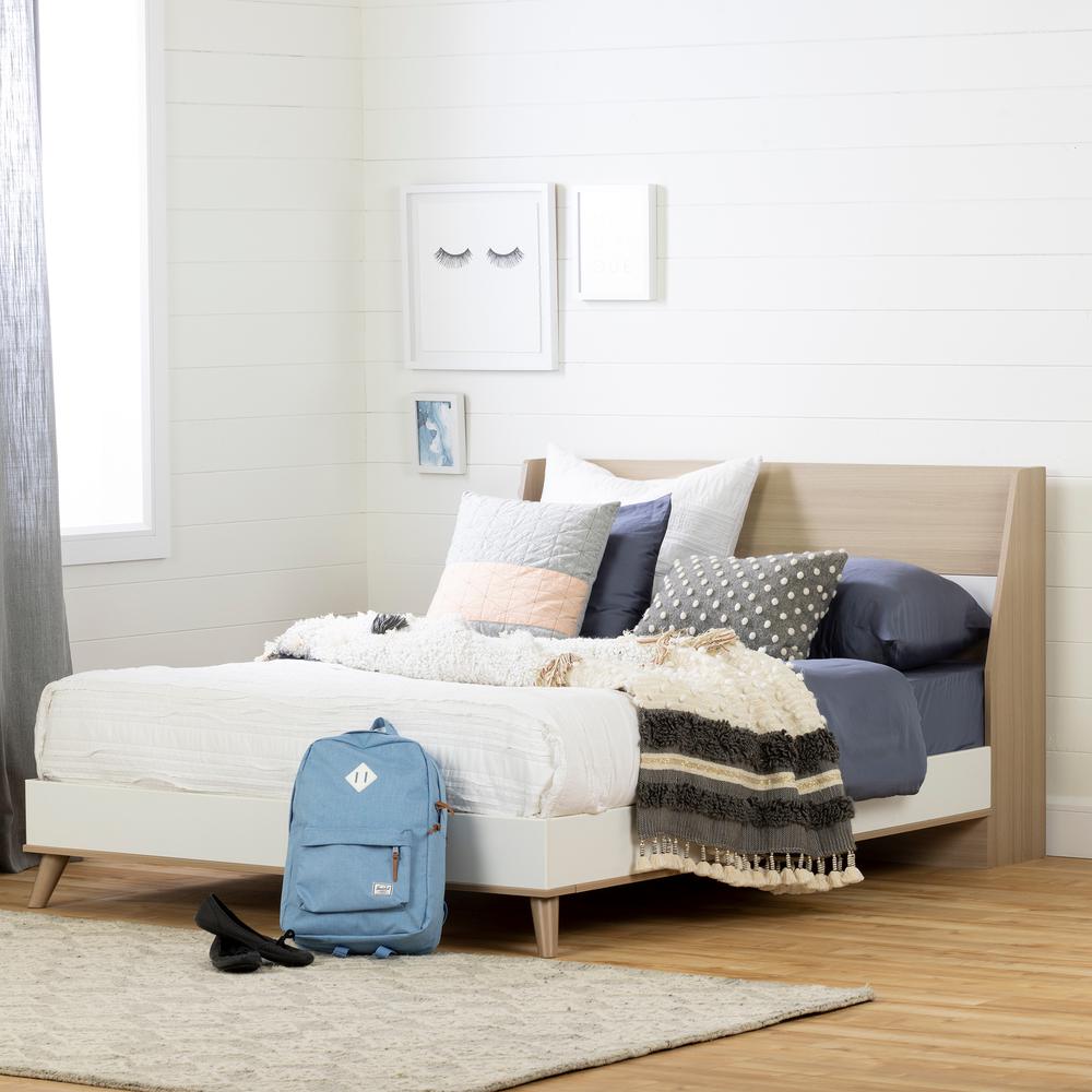 Yodi Complete Bed, Soft Elm and Pure White, W55.5 x D76.75 x H35.75. Picture 1