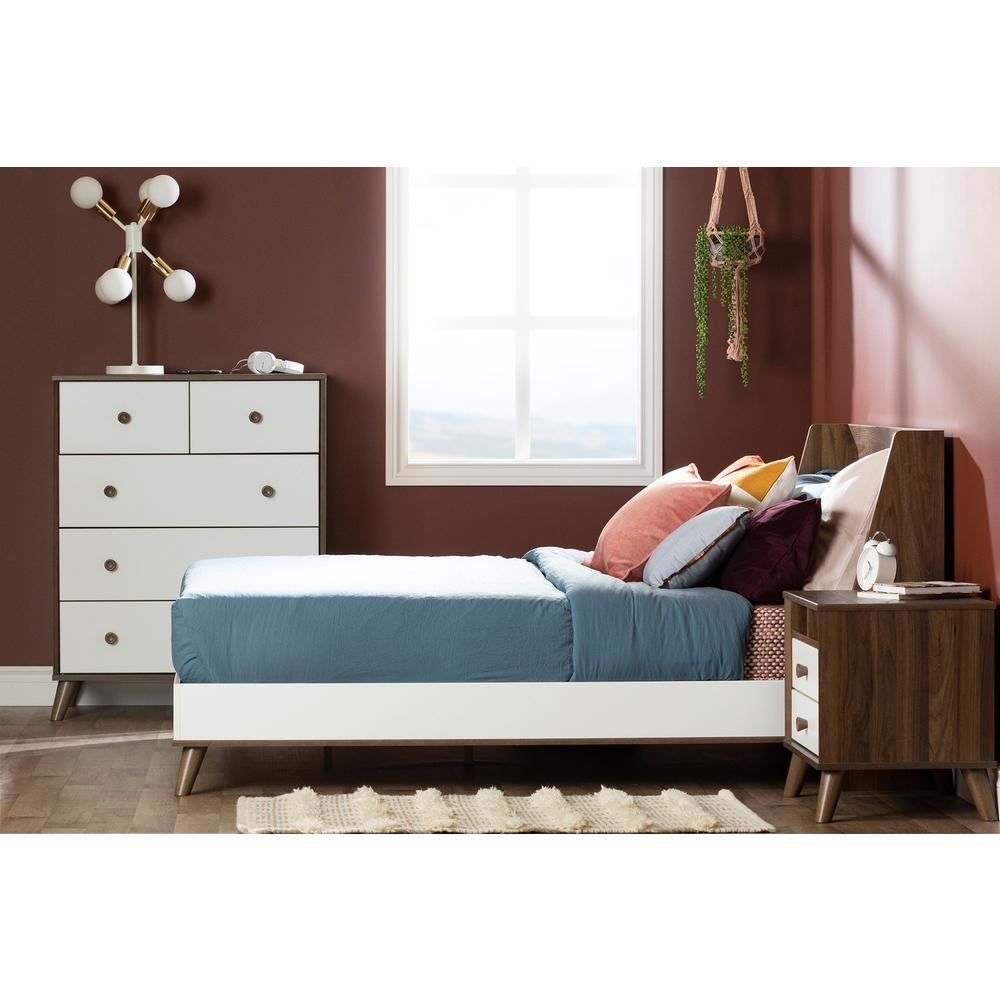 Yodi 5-Drawer Chest, Natural Walnut and Pure White. Picture 2