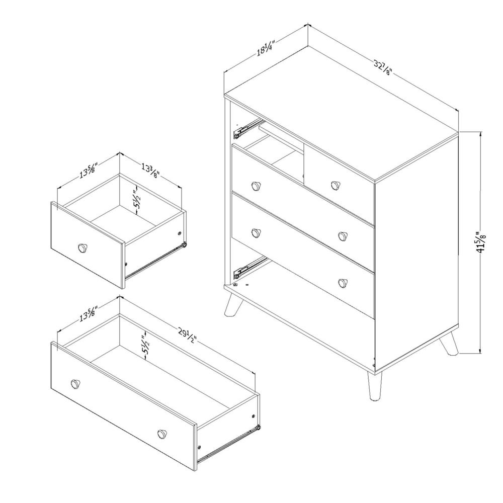 Yodi 5-Drawer Chest, Natural Walnut and Pure White. Picture 3