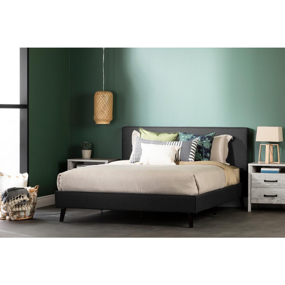 Gravity Complete Upholstered Bed, Charcoal Gray. Picture 3