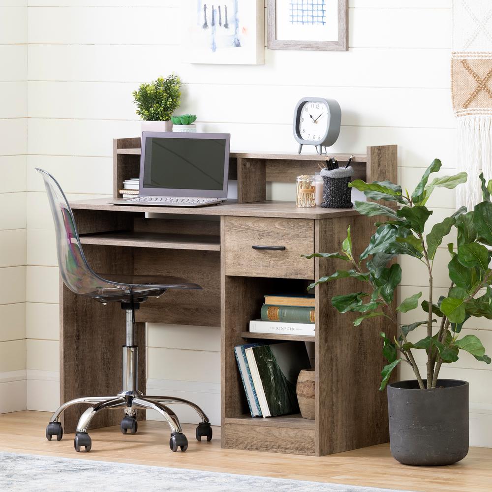 Axess Desk with Keyboard Tray, Weathered Oak. Picture 1