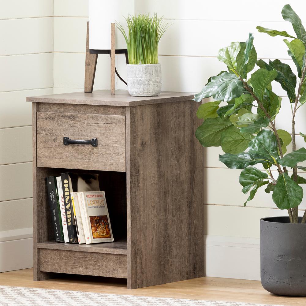 Tassio 1-Drawer Nightstand , Weathered Oak. Picture 1