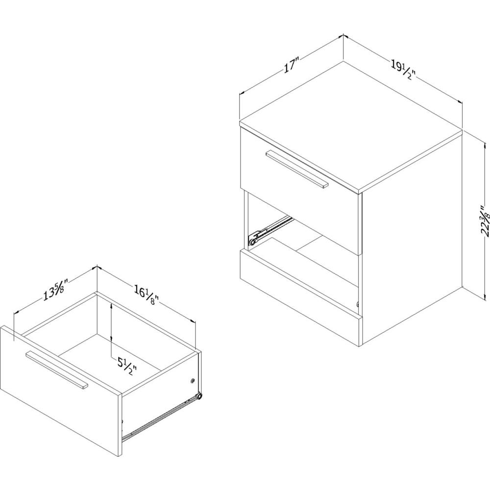 Step One Essential 2-Drawer Nightstand , Gray Oak. Picture 3