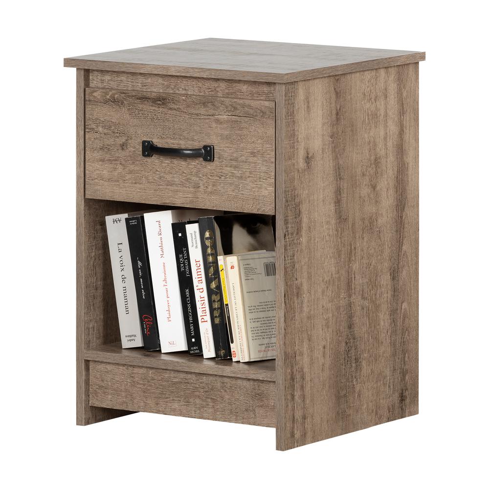 Tassio 1-Drawer Nightstand , Weathered Oak. Picture 2