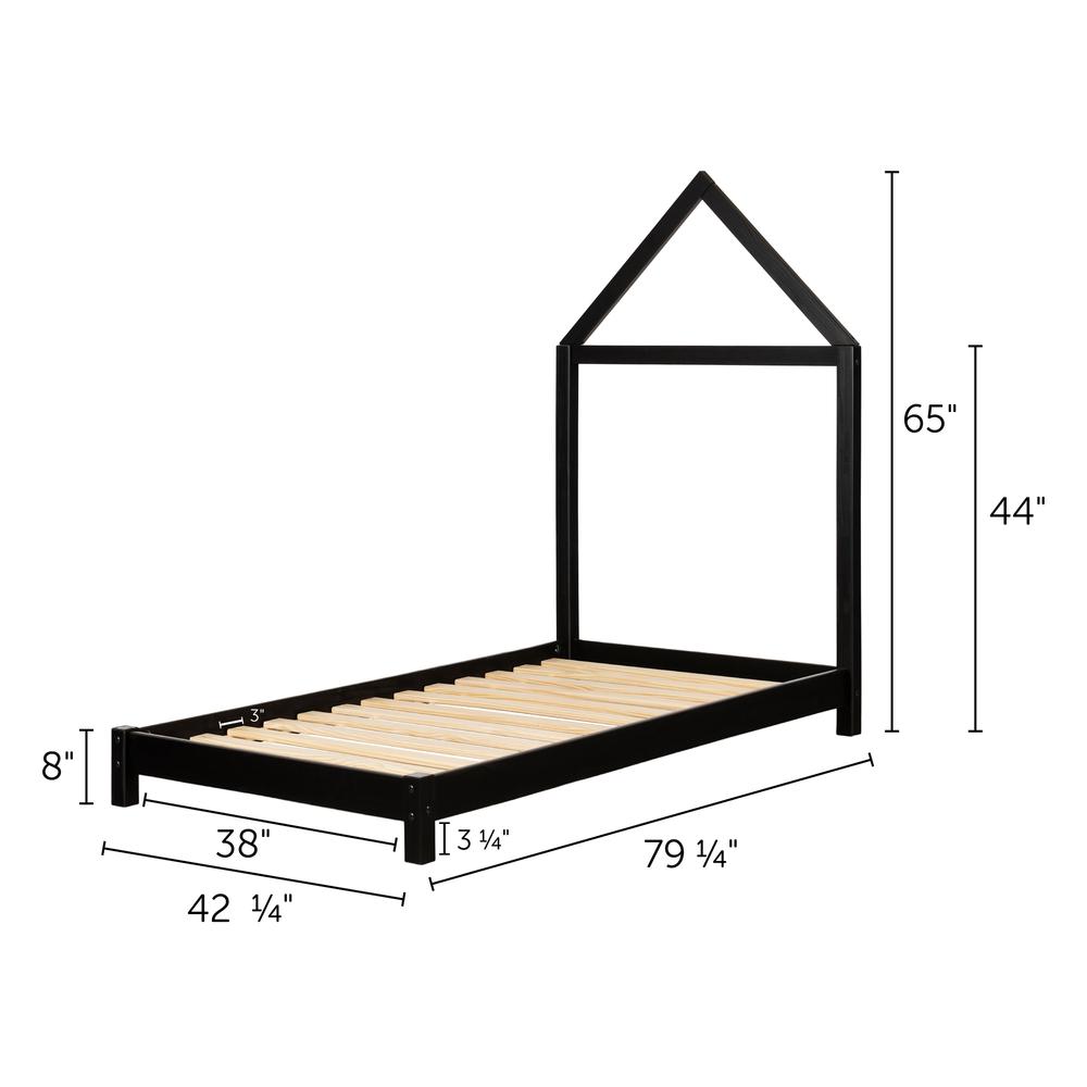 Sweedi Bed with House Frame Headboard, Matte Black. Picture 4
