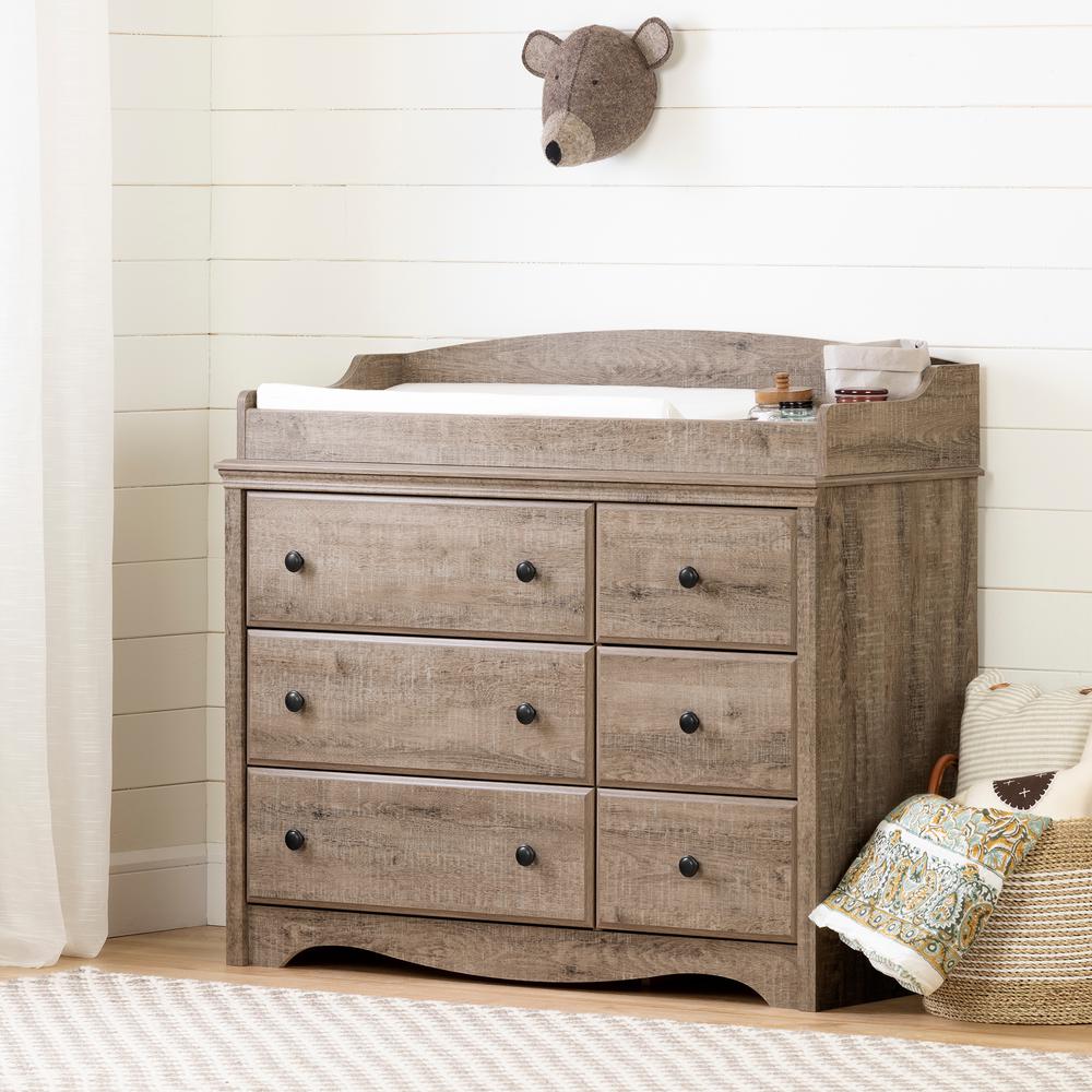 Angel Changing Table 6-drawers, Weathered Oak. Picture 1