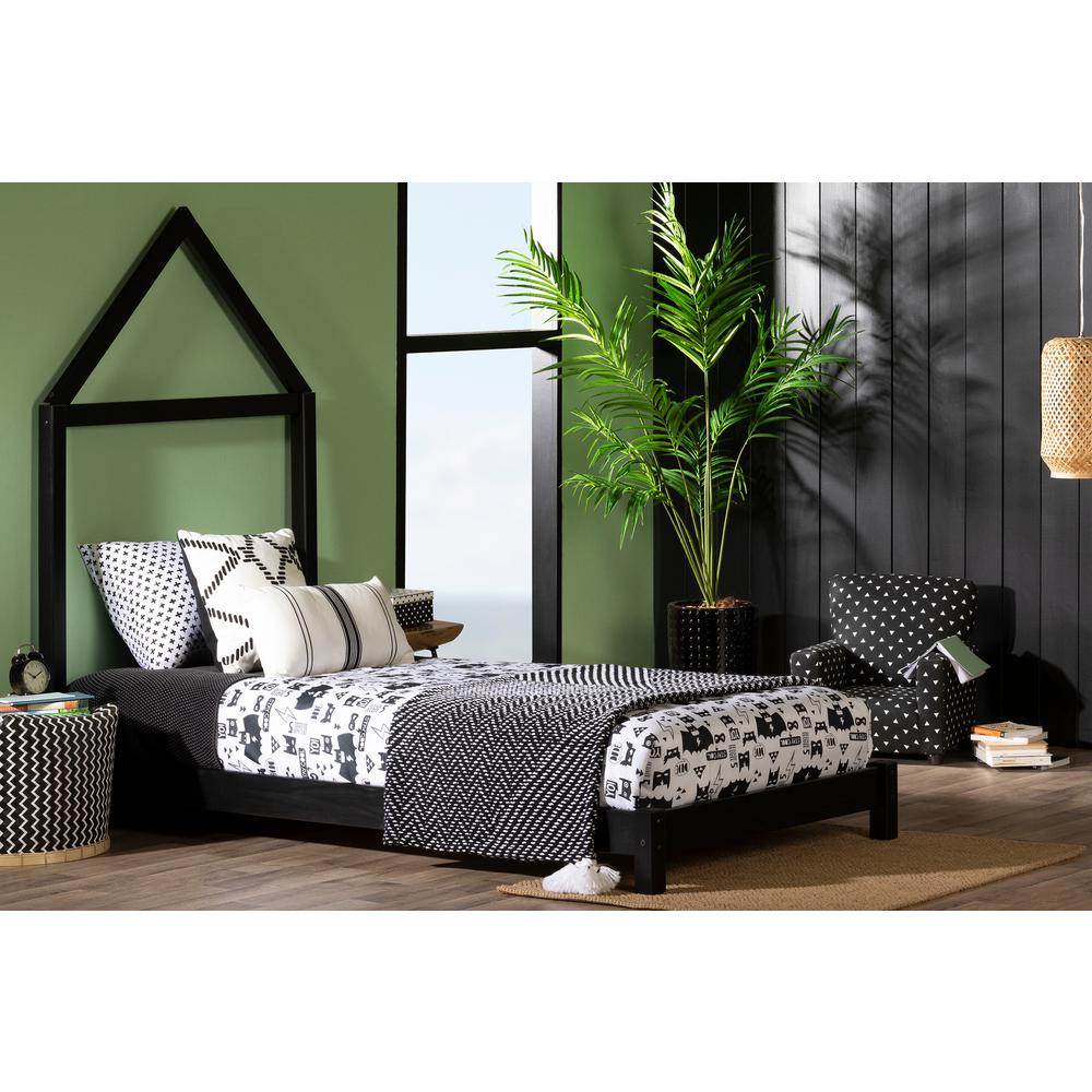 Sweedi Bed with House Frame Headboard, Matte Black. Picture 3