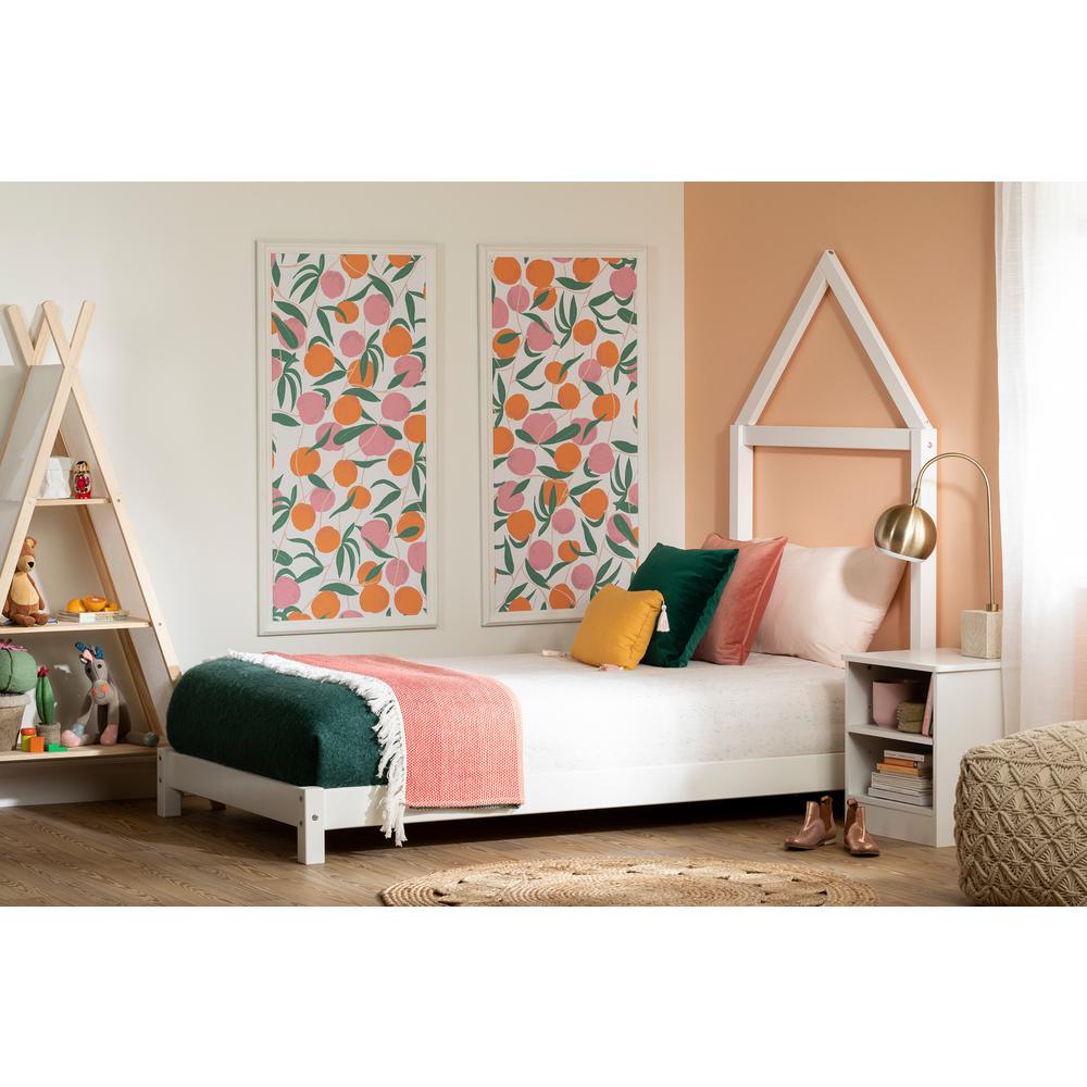 Sweedi Bed with House Frame Headboard, Pure White. Picture 3