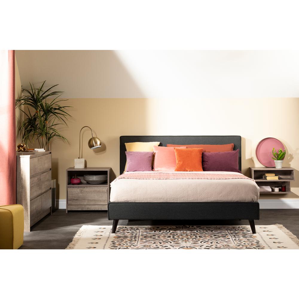 Sazena Upholstered Complete Bed, Charcoal Gray. Picture 3