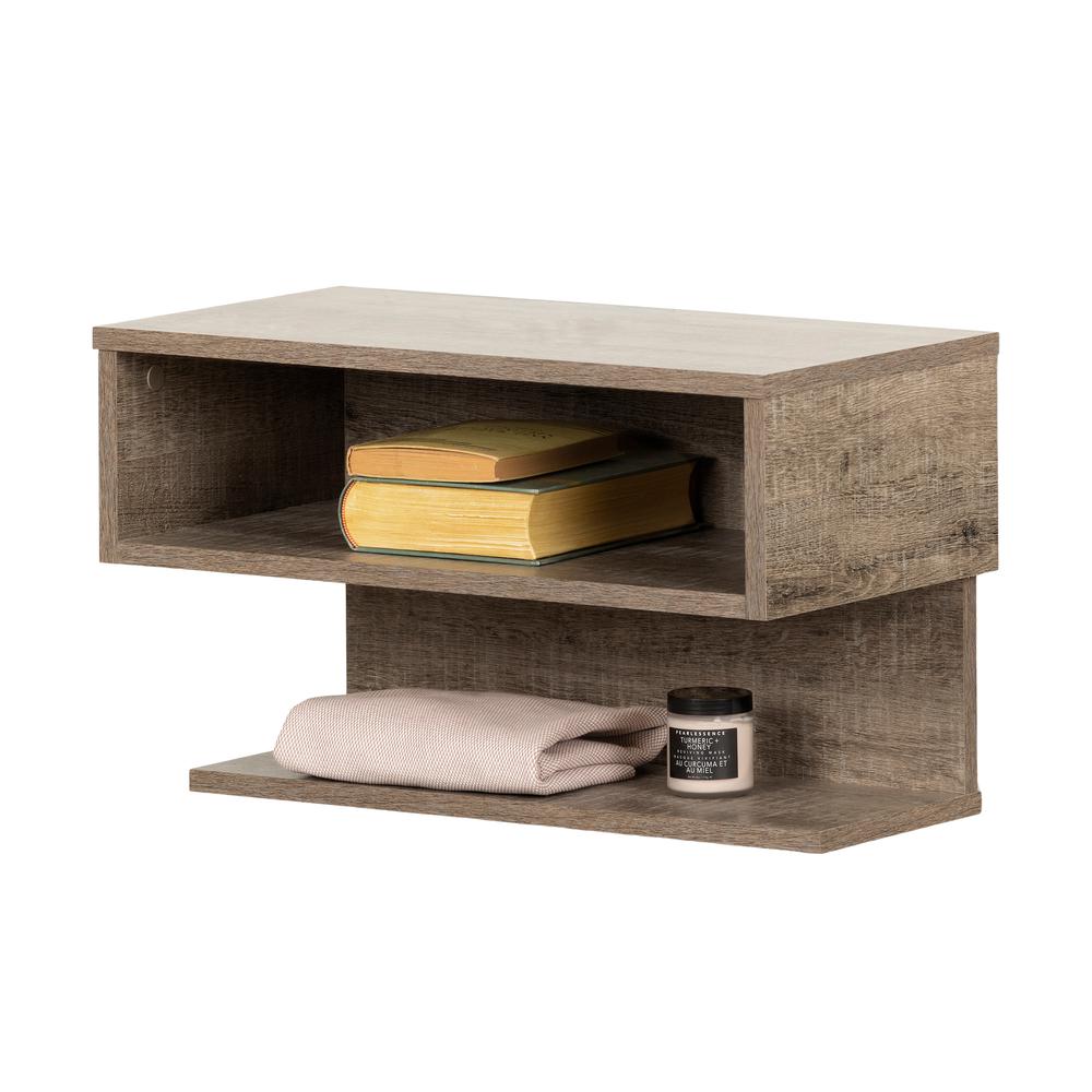 Sazena Floating Nightstand, Weathered Oak. Picture 2