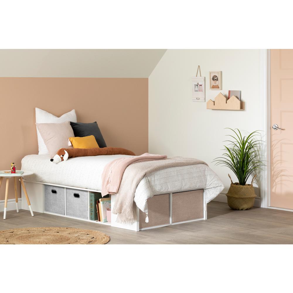 Flexible Platform Bed with baskets, Pure White. Picture 3