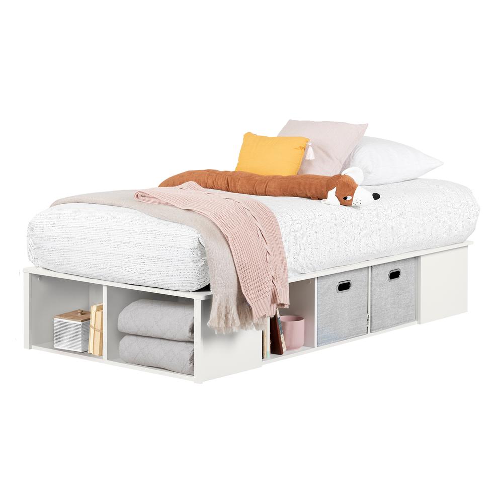 Flexible Platform Bed with baskets, Pure White. Picture 2