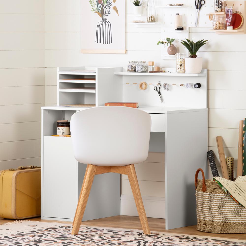 Crea Craft Table with Hutch, Pure White. Picture 1