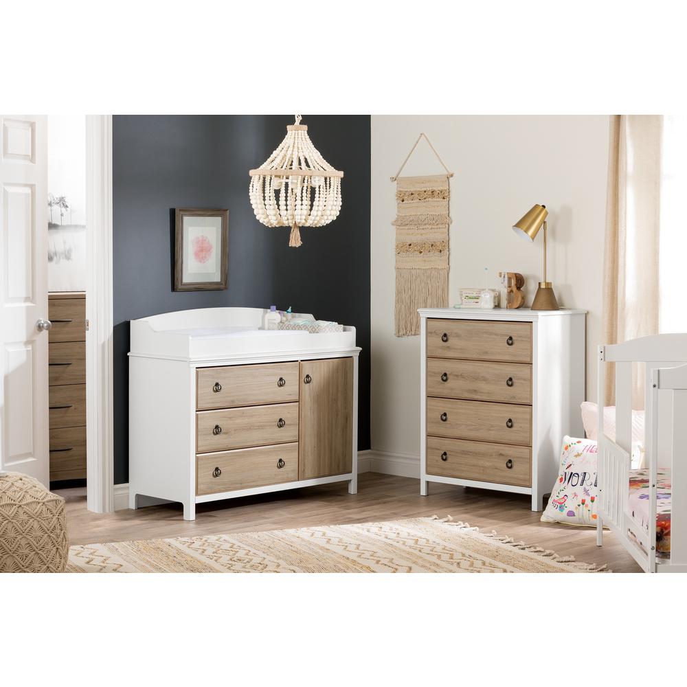 Cotton Candy 4-Drawer Chest, Pure White and Rustic Oak. Picture 2