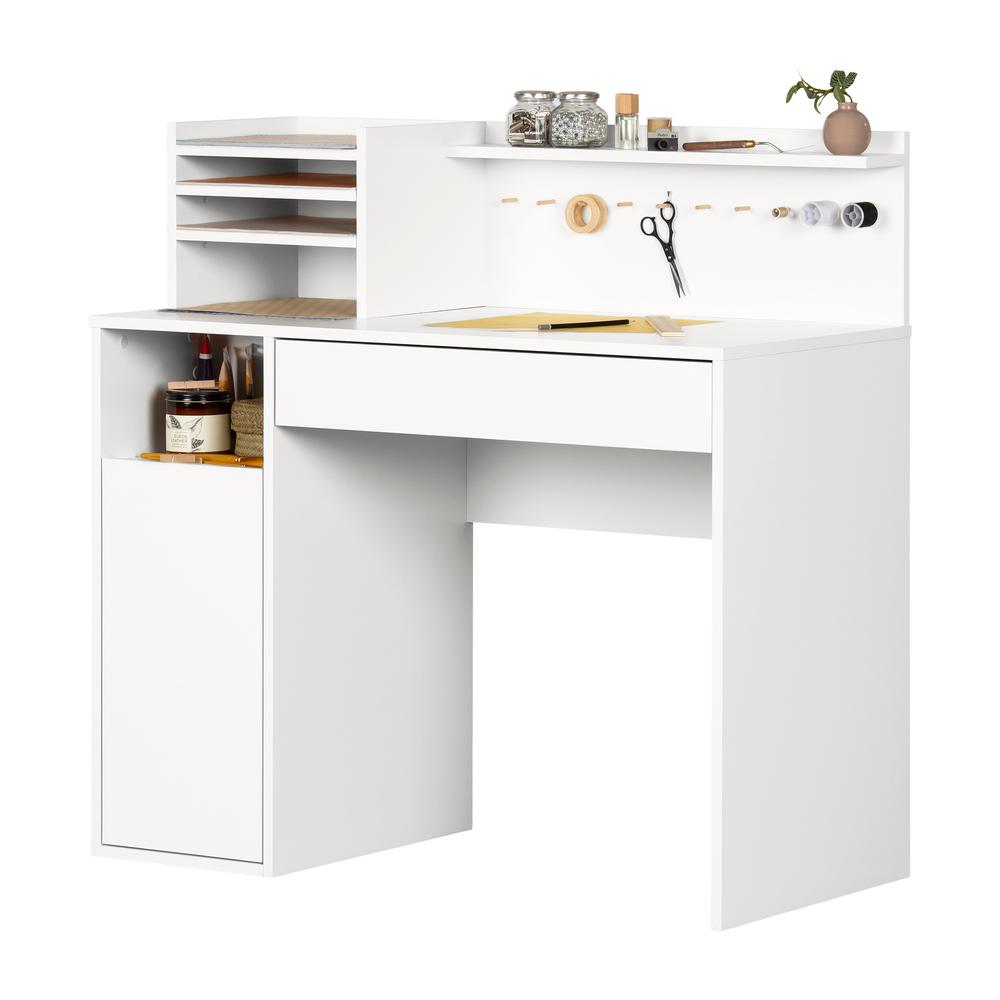 Crea Craft Table with Hutch, Pure White. Picture 2